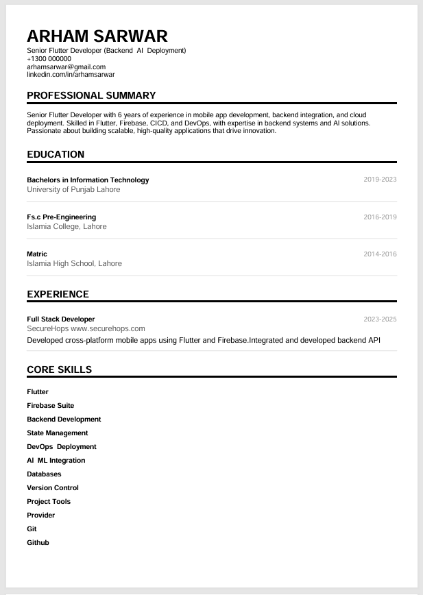 Executive CV Template