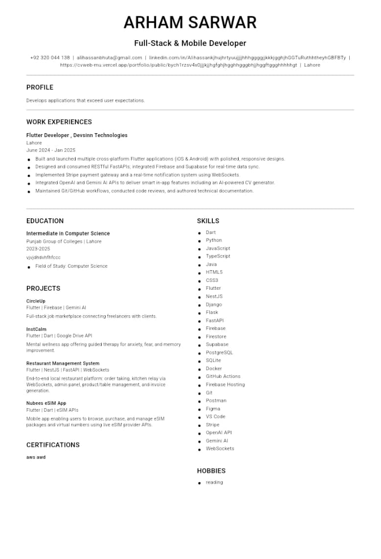 Metro Minimal Resume Template